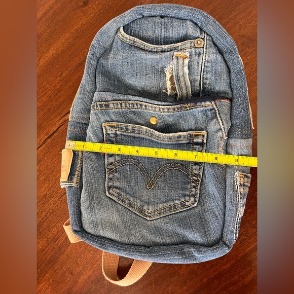 Levi's Blue Denim Jeans Bag / Purse / Back Pack Strap/ Sling/ Many Pockets - Picture 9 of 11